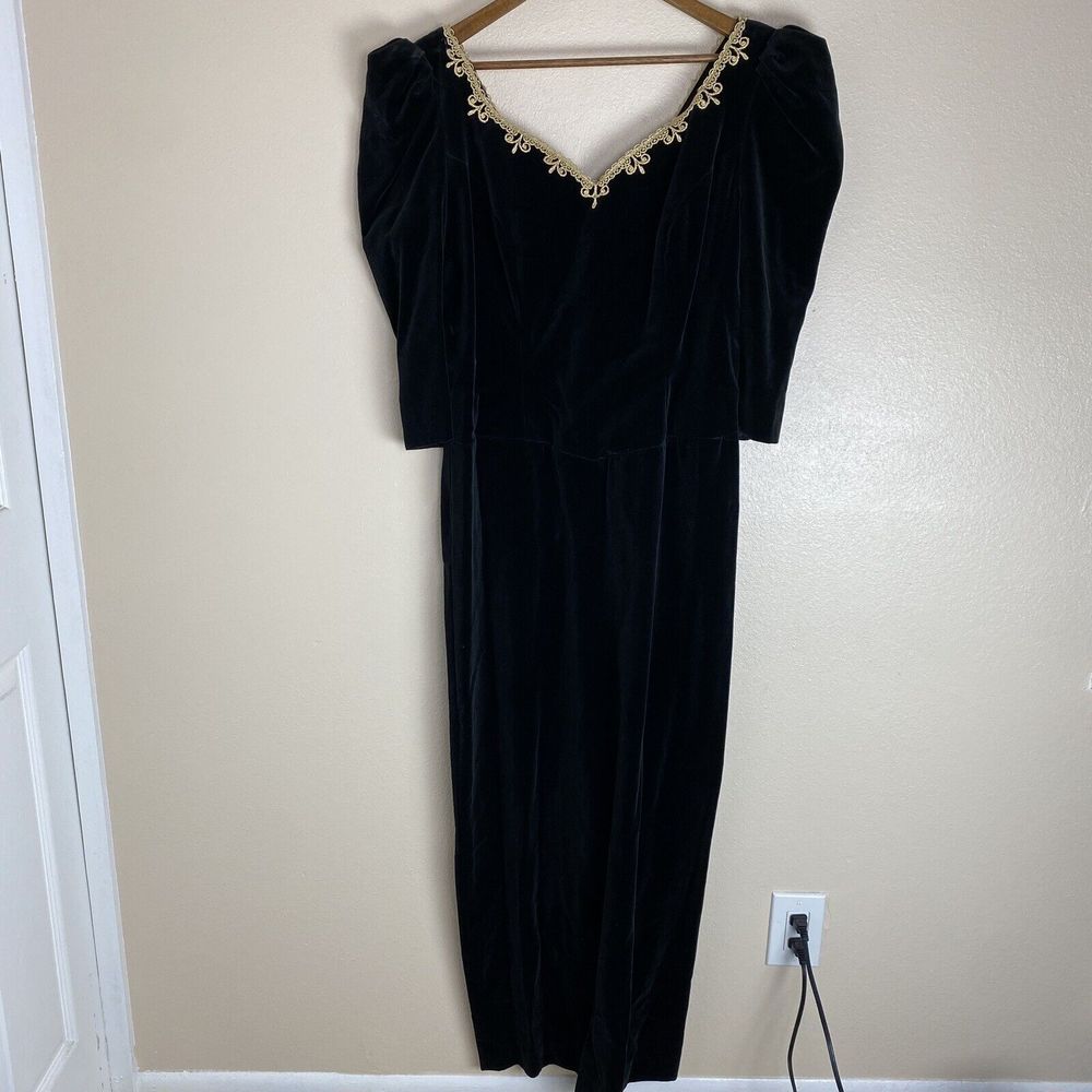 House Of Bianchi 16 Vintage Dress Velvet Gown Party 70's 80's Retro Maxi Formal